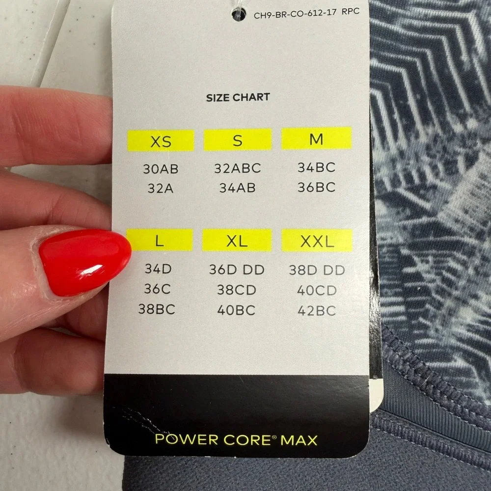 Champion C9 XL Sports Bra Power Core Max Gray Geometric Maximum Support NEW